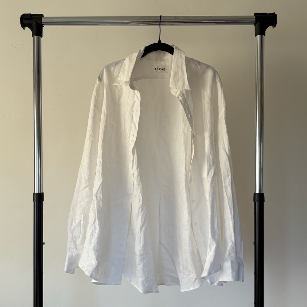 White linen Button-Up Shirt